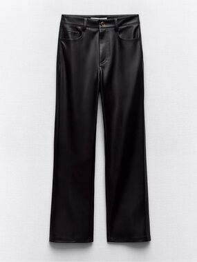 Zara Black Faux Leather Pants with Rose Gold Hardware